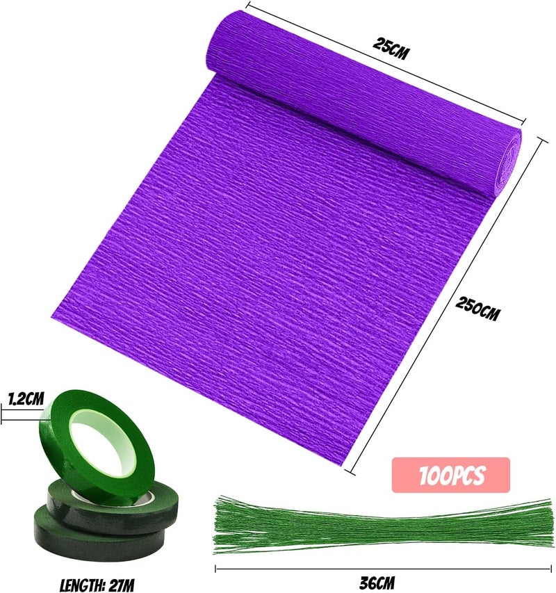 Mlurcu Crepe Paper Roll 14 Rolls Wide Crepe Paper Streamers 10 Inch x 8 Feet Artificial Floral Arrangements DIY Flower Making Kits Green Floral Tape and Wire for Wedding Festival Party Decorations - Image 2